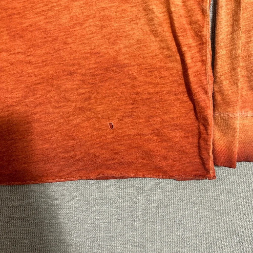 True Religion  Slub Acid Wash Long Sleeve Henley Shirt Orange Mens XL